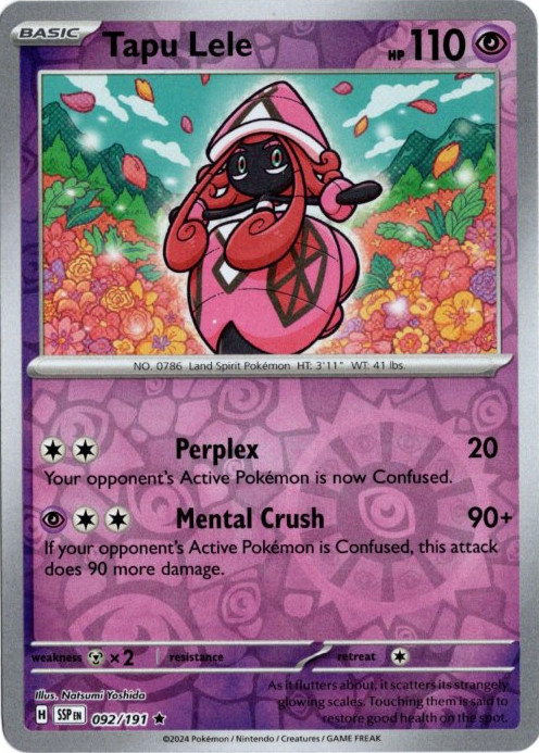 カプ・テテフ 海外版 英語版 リバホロ Tapu Lele - 092/191 -【Card