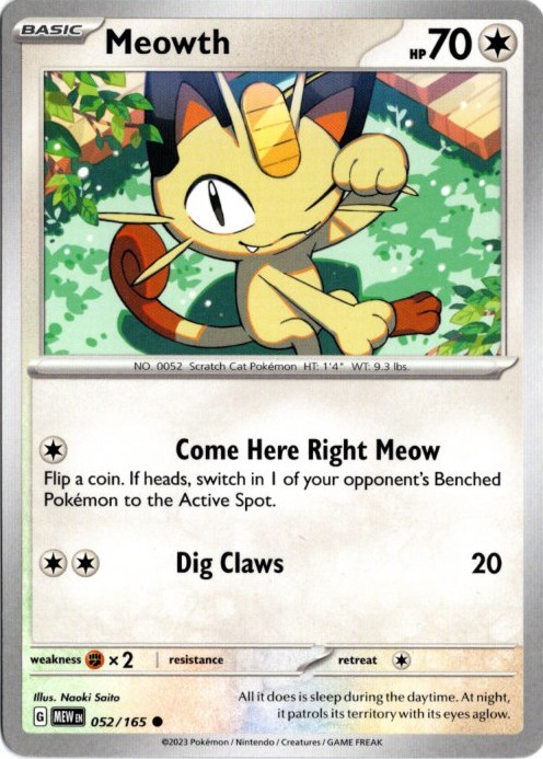 ニャース 海外版 英語版 Meowth - 052/165 -【Card Chicken】