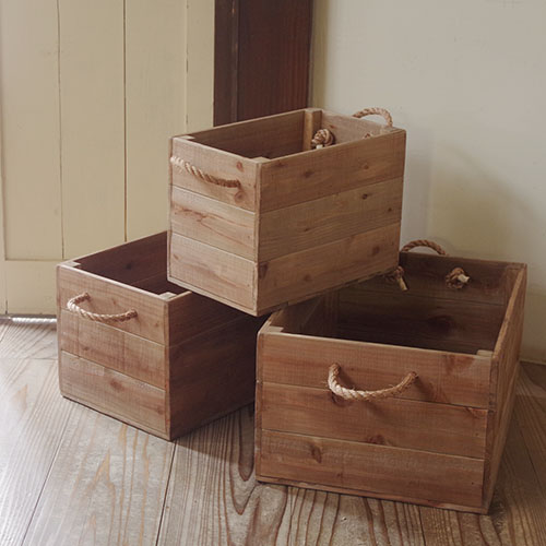 シャビーなコンテナボックス3点セット【アウトレット】*ナチュラル雑貨