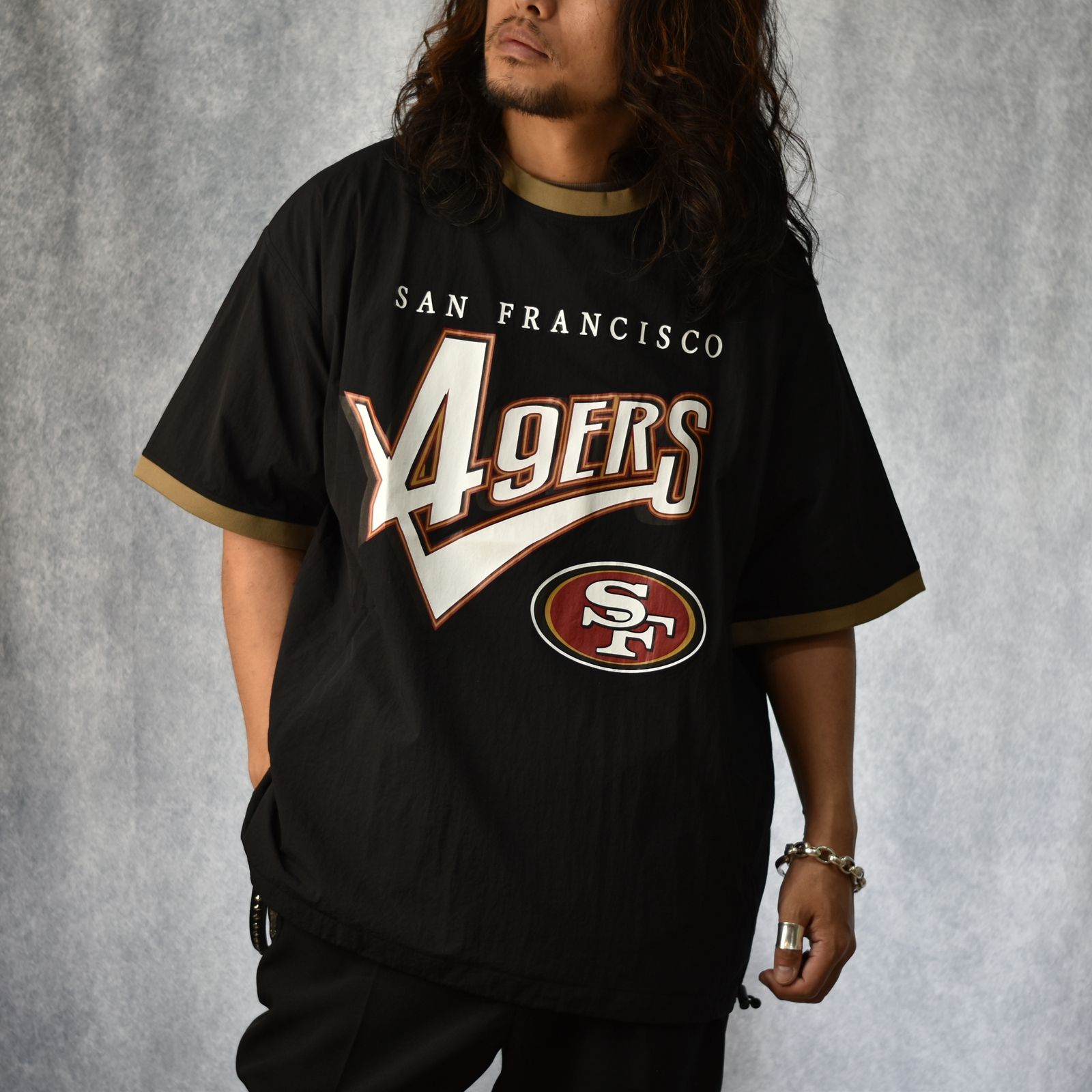 CALEE - × NFL 49ERS S/S NYLON GAME SH (BLACK) / ナショナル