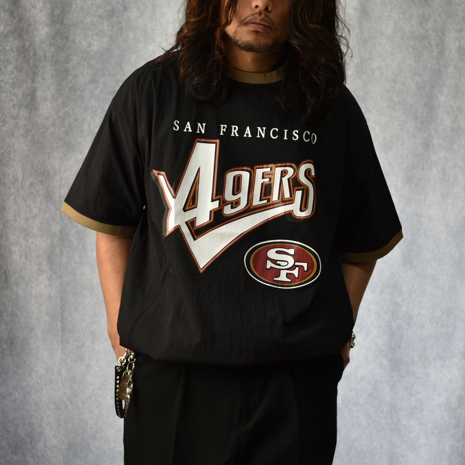 CALEE - × NFL 49ERS S/S NYLON GAME SH (BLACK) / ナショナル
