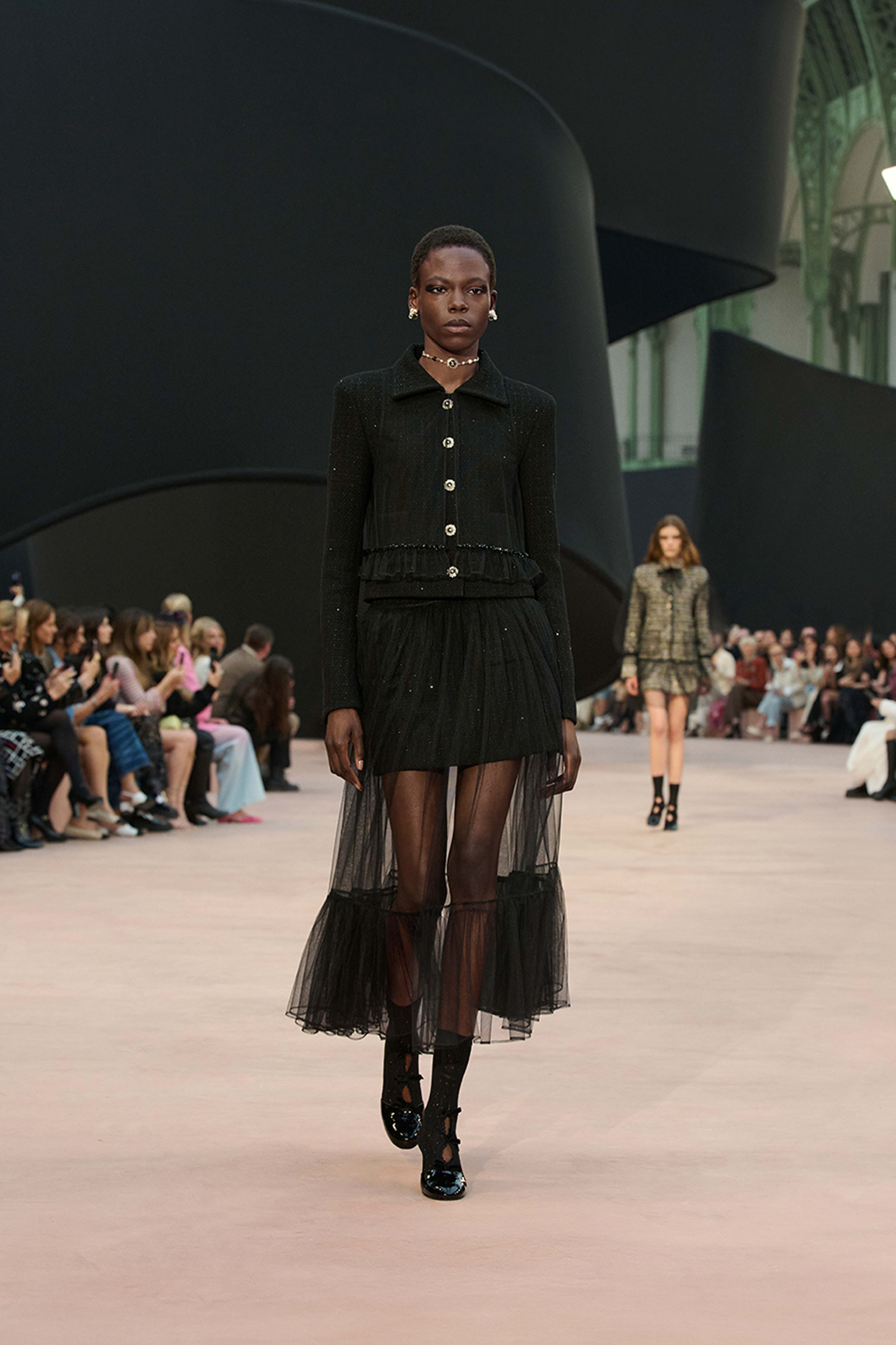 ジャケット - グリッター ウール ツイード、ブラック — ファッション