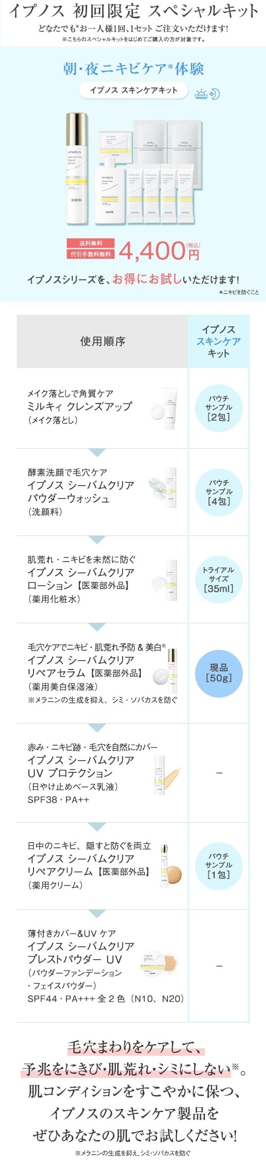 イプノス スキンケアキット: 限定セット｜アクセーヌ公式 - 皮膚生理学