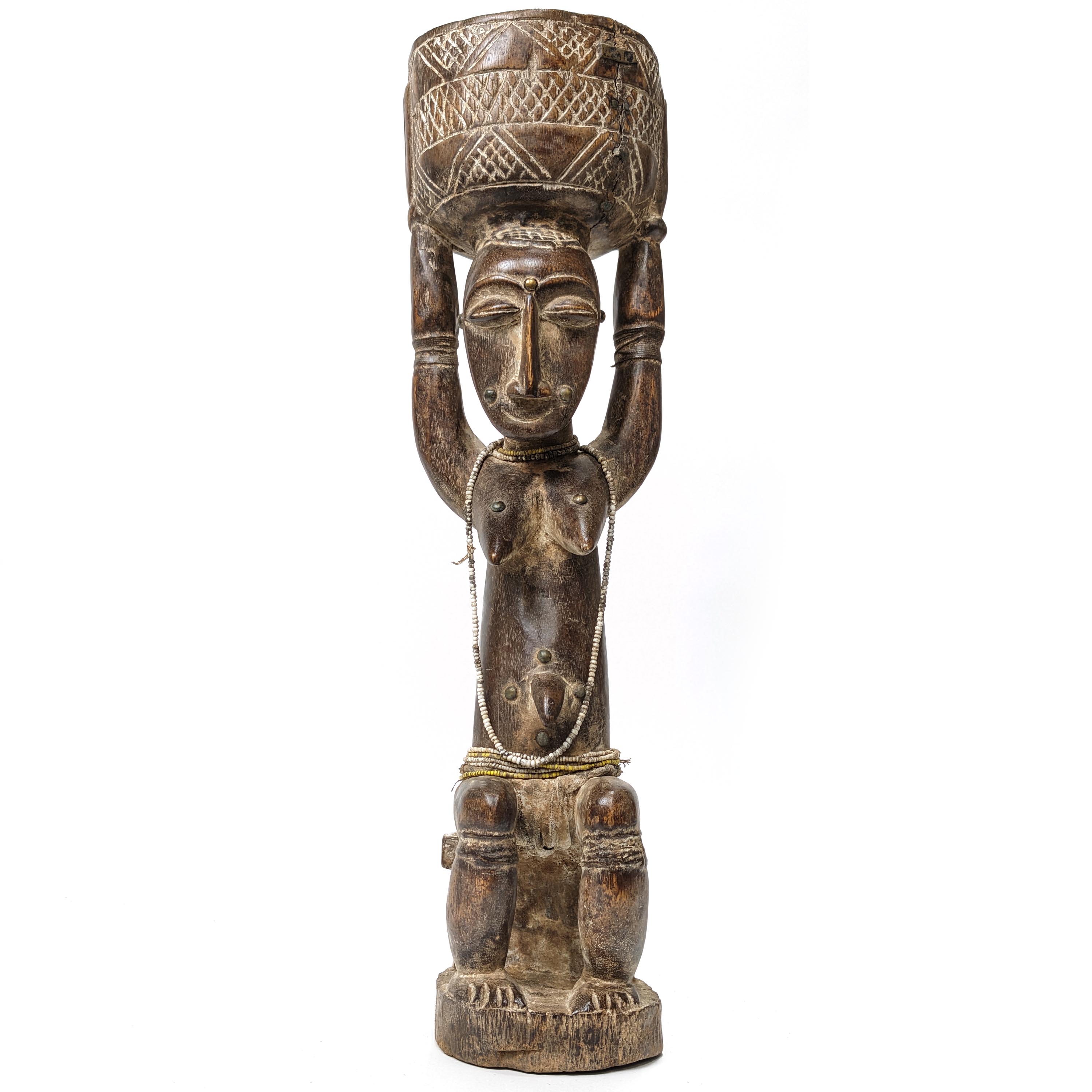 アチェ族女性坐像 高さ66cm アフリカンアート 木彫刻 （p655-11