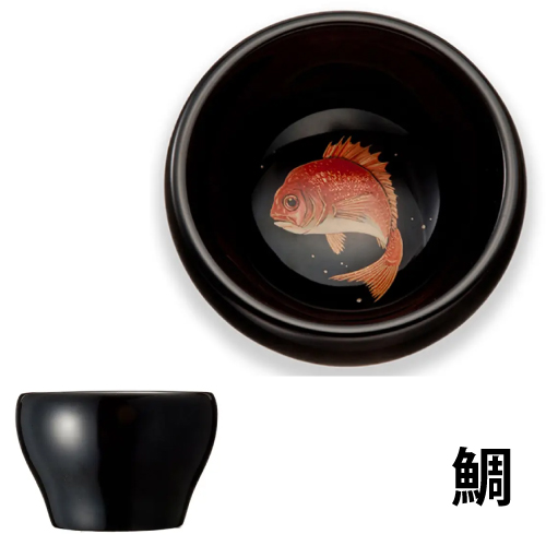 田谷漆器店】輪島塗 ぐい呑み「魚泳ぐ」 (鯉・鯛・フグ)