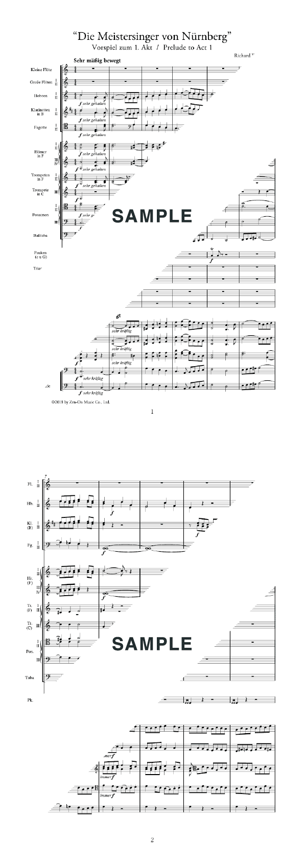 楽譜】歌劇≪ニュルンベルク≫のマイスタージンガー 第1幕への前奏曲