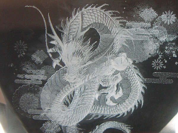 クリスタル時計 龍 / ガラスアート ギフト アトリエピジョン