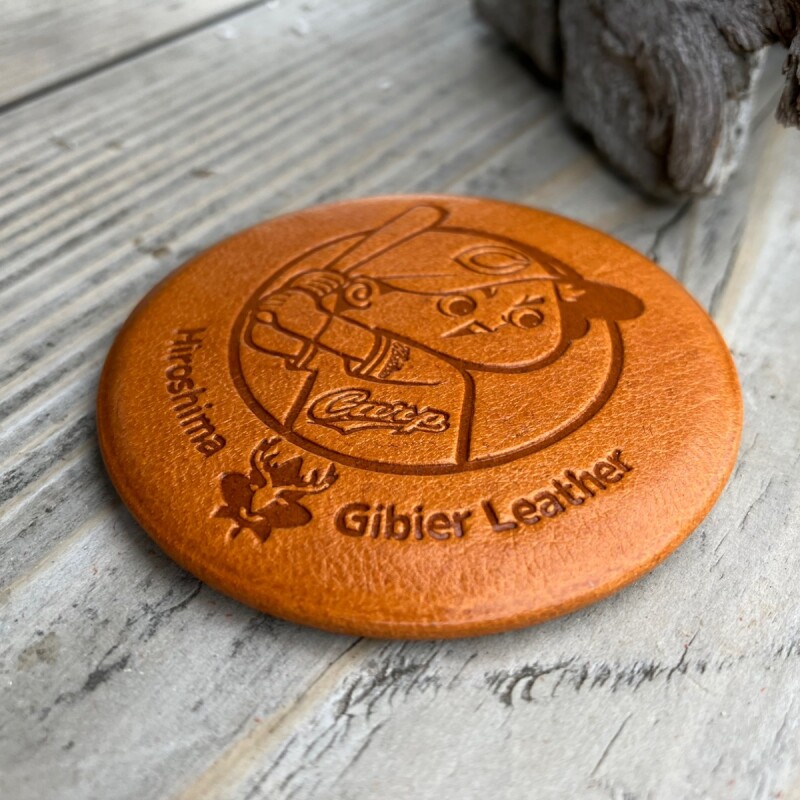 広島ジビエレザー×カープ】東広島産鹿革使用☆大人の雰囲気の革の缶