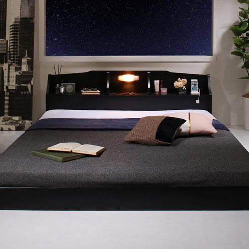 国産コンセント・照明付カップルにうれしいフロアベッド (ダブル)の