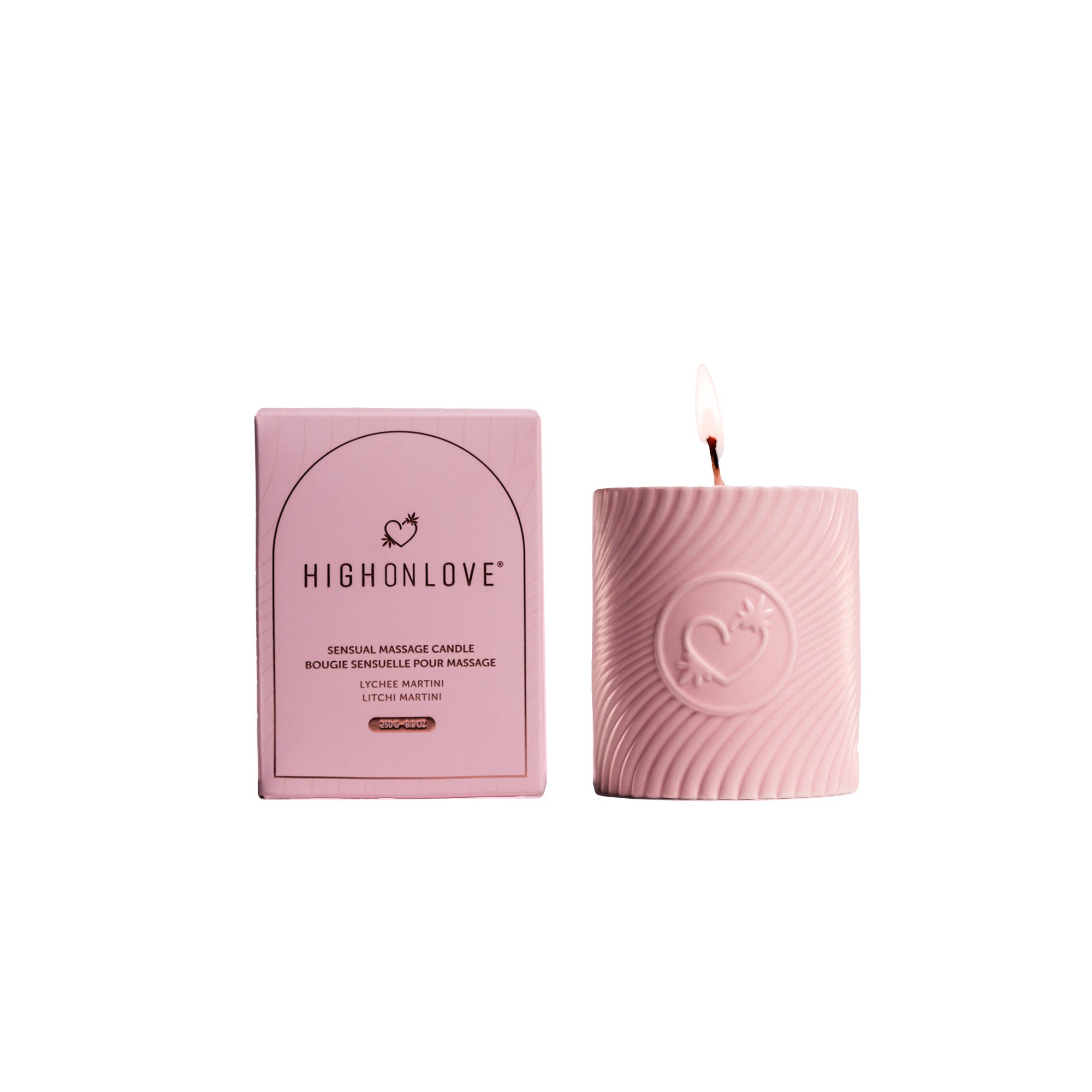 High On Love Massage Candle Champagne & Strawberries 250gm Pink