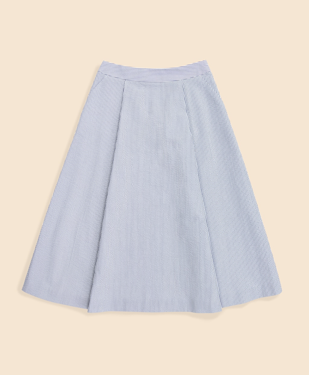 コットン シアサッカーストライプ ミディサーキュラースカート