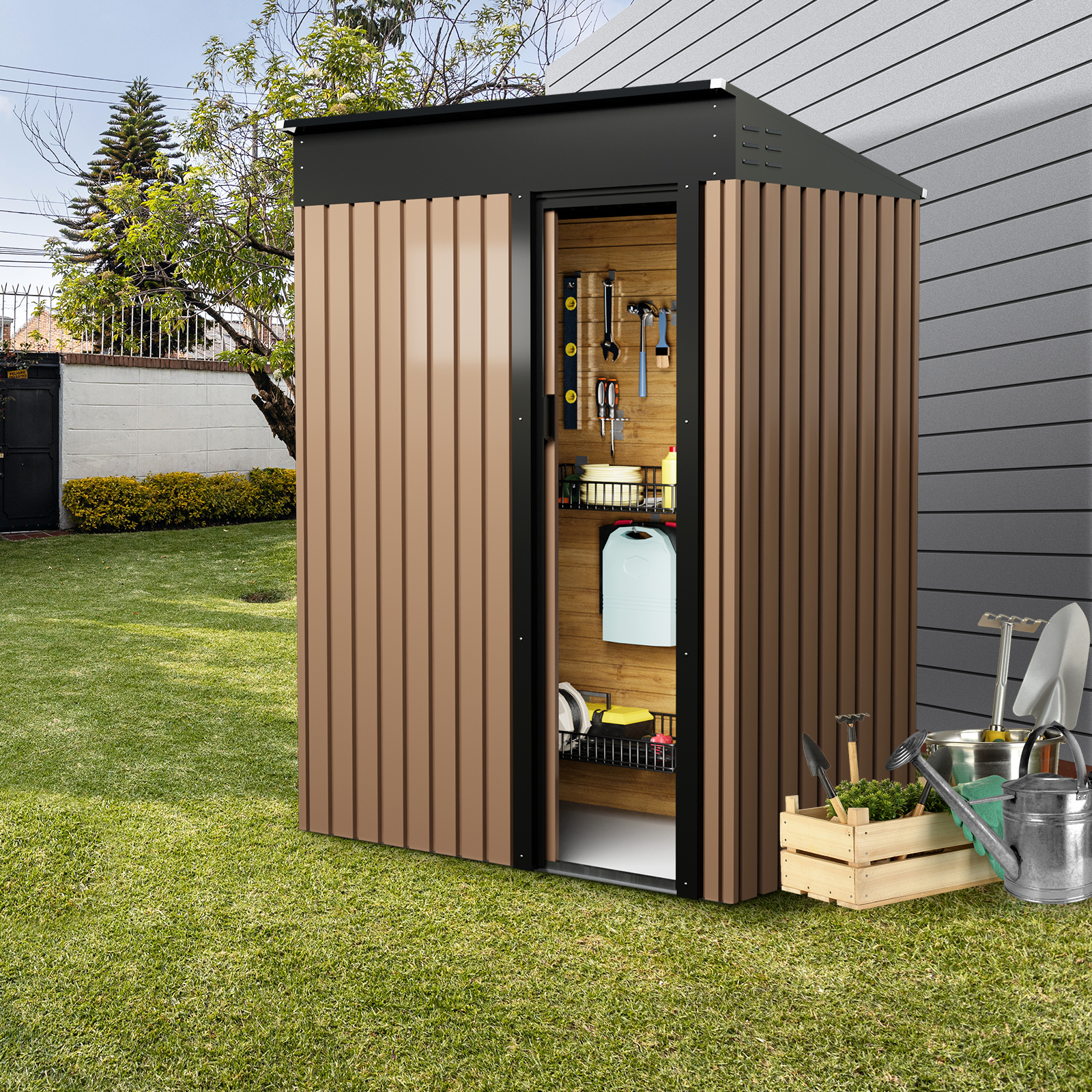 物置 屋外 戸外収納庫 倉庫 大型 タイヤ収納 防水 スチール ガーデン