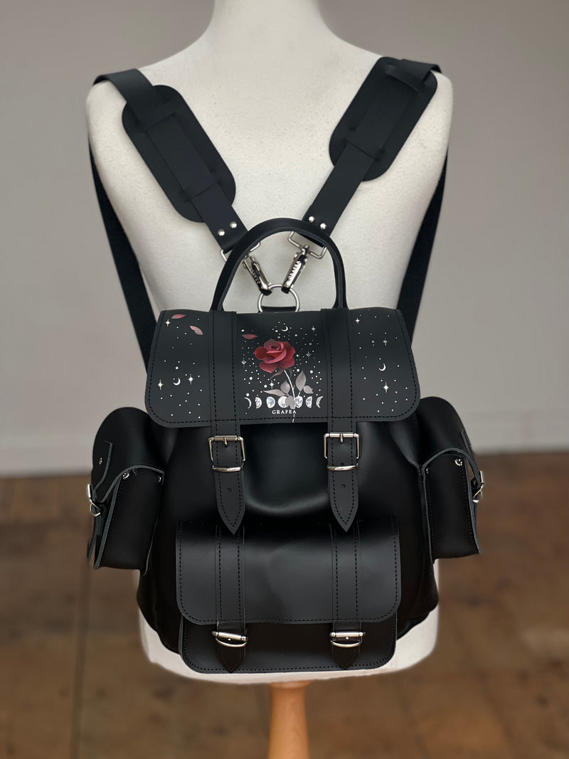 HARI II IRIDESCENT ROSE MOON - Leather Backpack – GRAFEA
