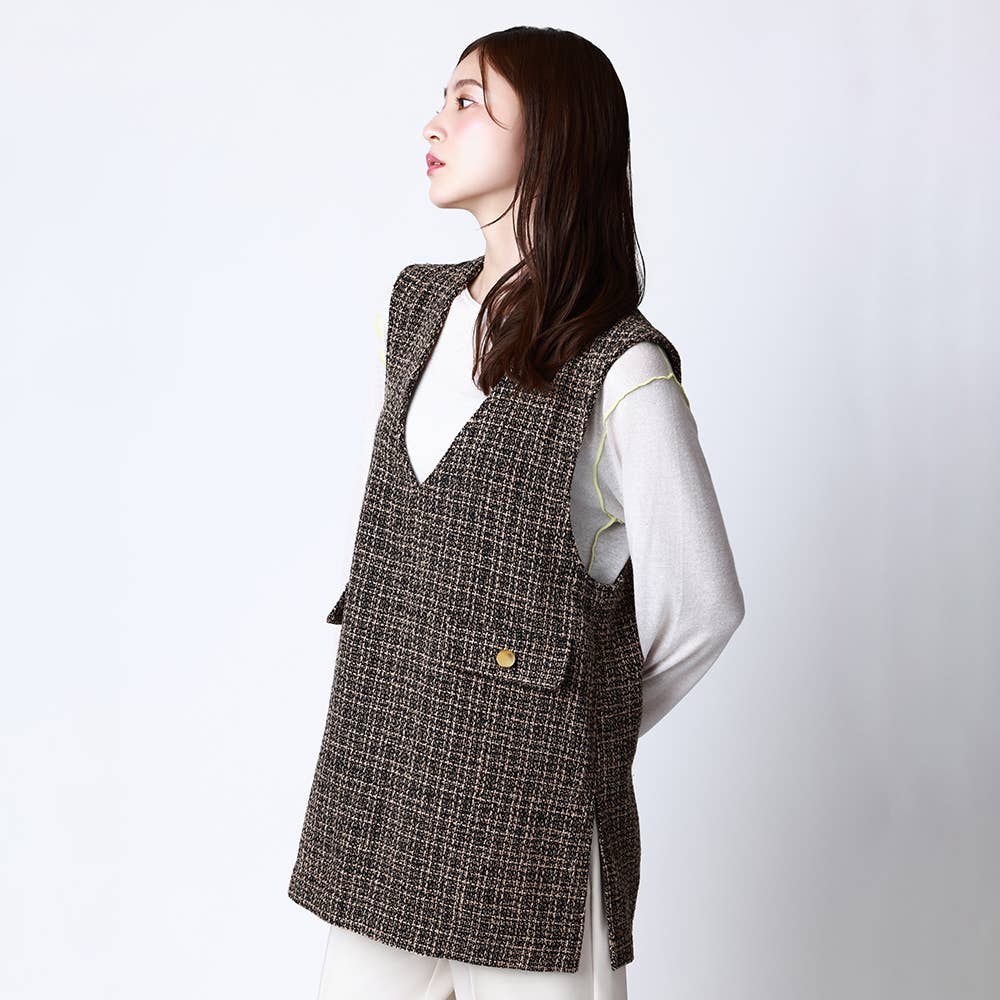 7DAYS LOOKS】ツイードベスト【SALE】 TZW652 :レディース トップス