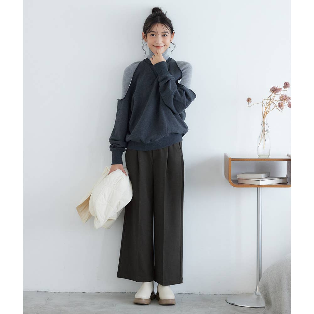 ワイド・裏起毛】ソフトタッチパンツ【SALE】 TZW72K :レディース