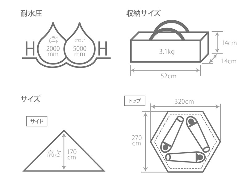 ワンポールテントS（タン） T3-44-TN - DOD（ディーオーディー）【公式
