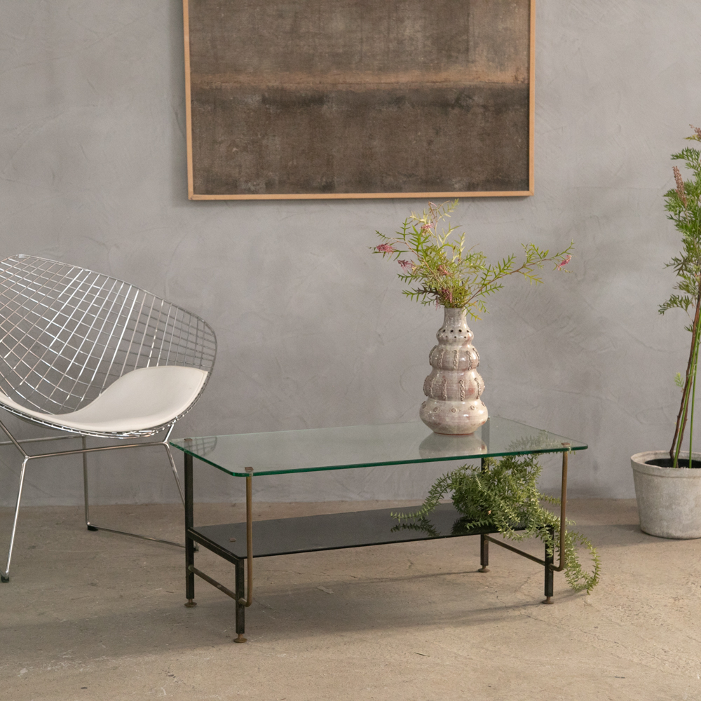 フランス ヴィンテージ ガラスローテーブル – フランス、ヨーロッパの