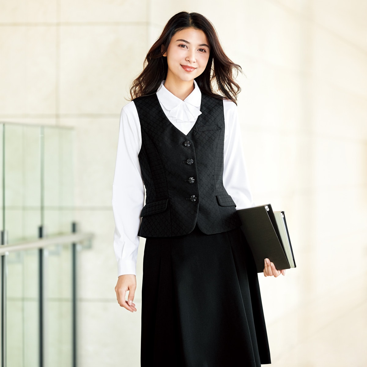 FS45791 バックアップカイロポケット付ソフトプリーツスカート｜医療用