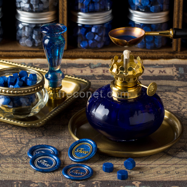 アンティークオイルランプ ブルー 【宅急便配送】