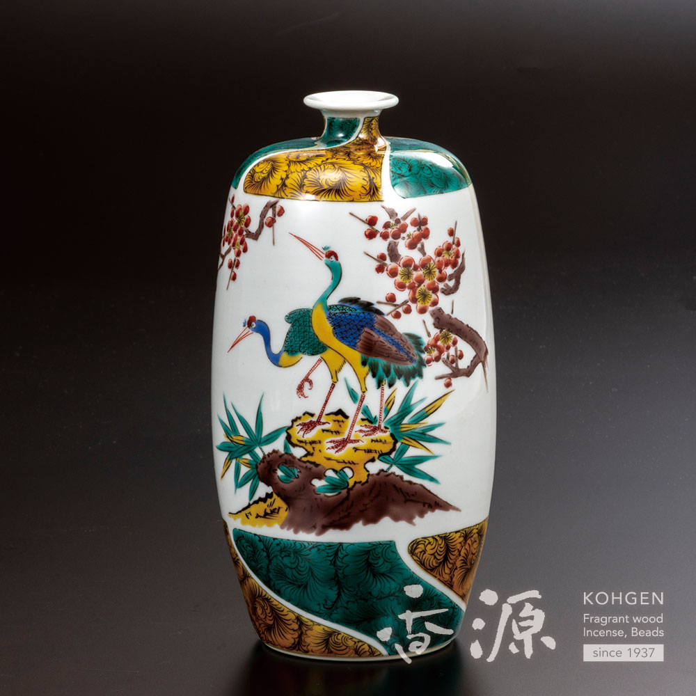 九谷焼 7号花瓶 古九谷梅鳥 中村重人の通販 - お香専門店香源