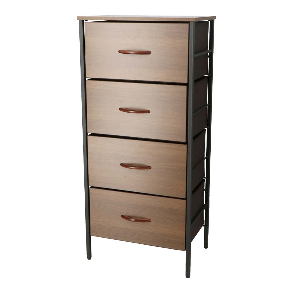 LIFELEX 木目調チェスト4段 DBR／BK 4530-98 ダークブラウン(4段