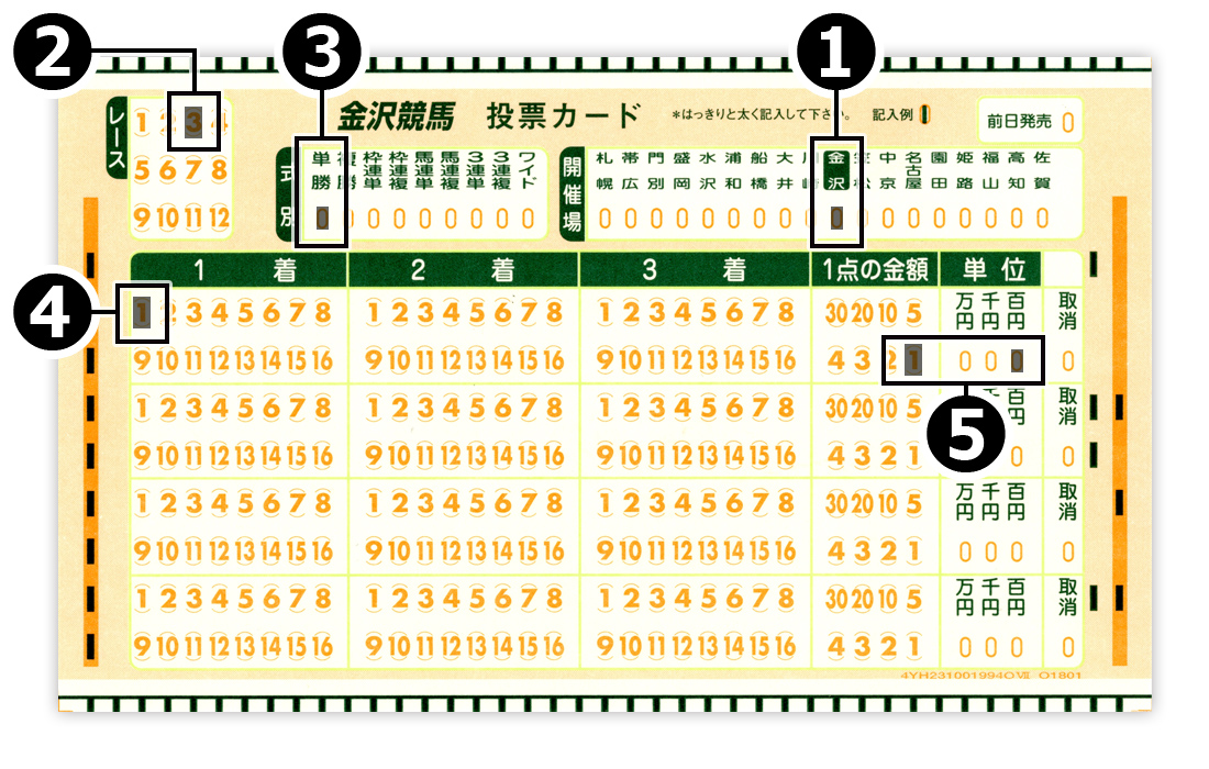 マークカード記入方法 | 金沢競馬 Official Website -KANAZAWA Horse park-