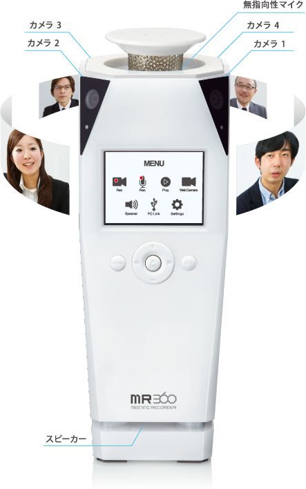 4つのカメラで360度録画「ミーティングレコーダー」MR360｜KING JIM