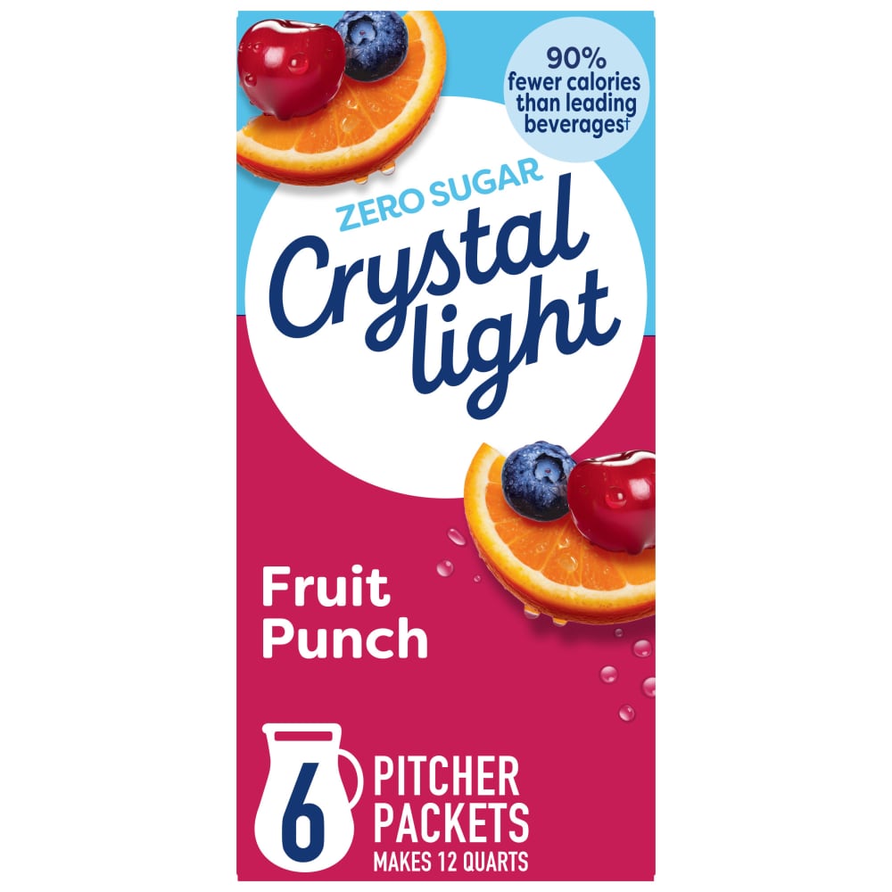 Crystal Light Zero Sugar Fruit Punch Drink Mix Packets, 6 CT