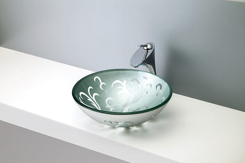 おしゃれ洗面ボウル クリアガラス-05 B123」W420×D420×H145mm ガラス製