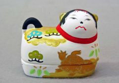 犬筥 豆々 一対 陶製