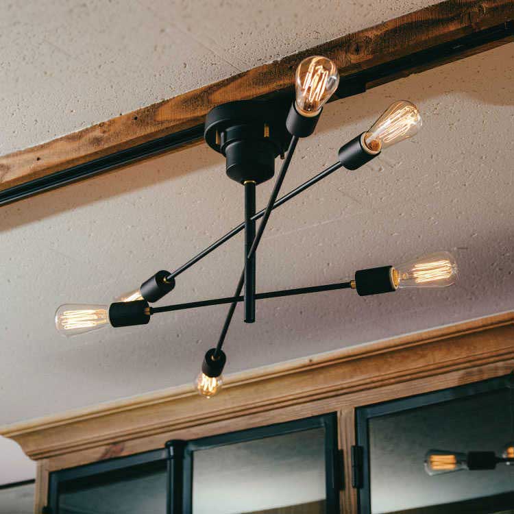 かっこいい黒シーリングライト6灯｜アーム回転LED対応・LT-3813