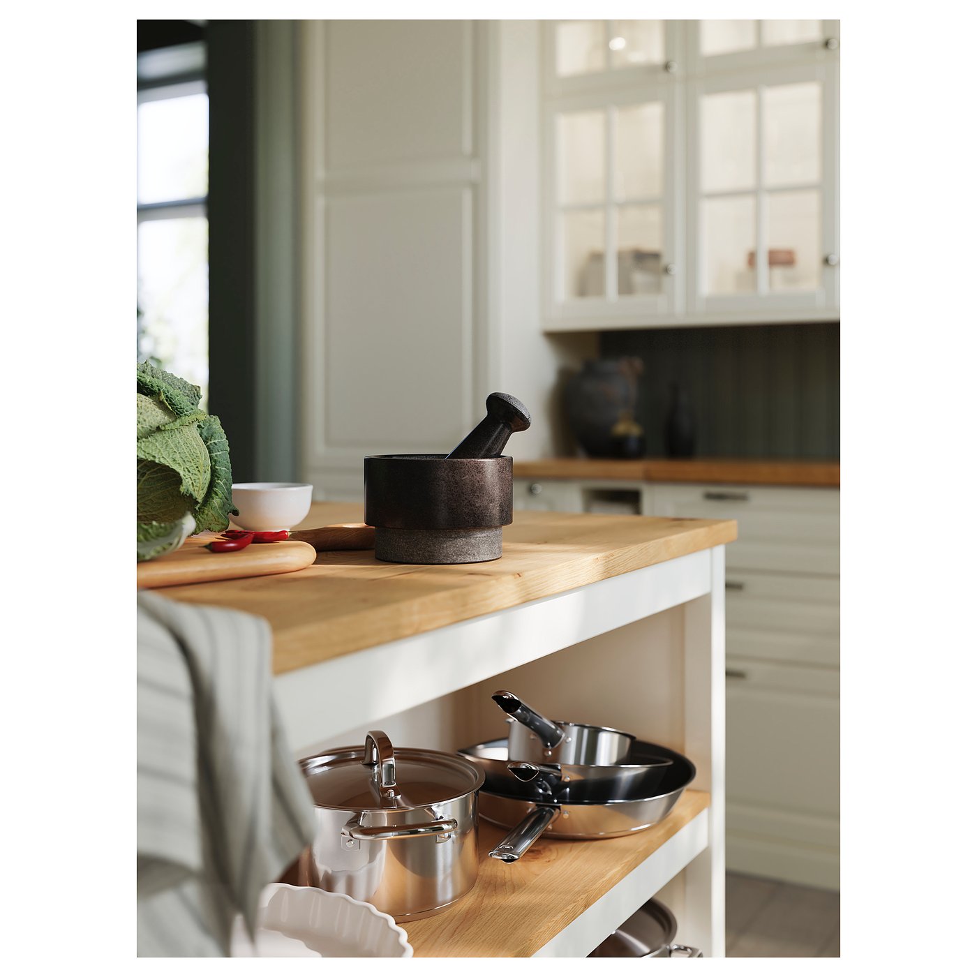 TORNVIKEN Kitchen island, off-white, oak, Length: 49 5/8