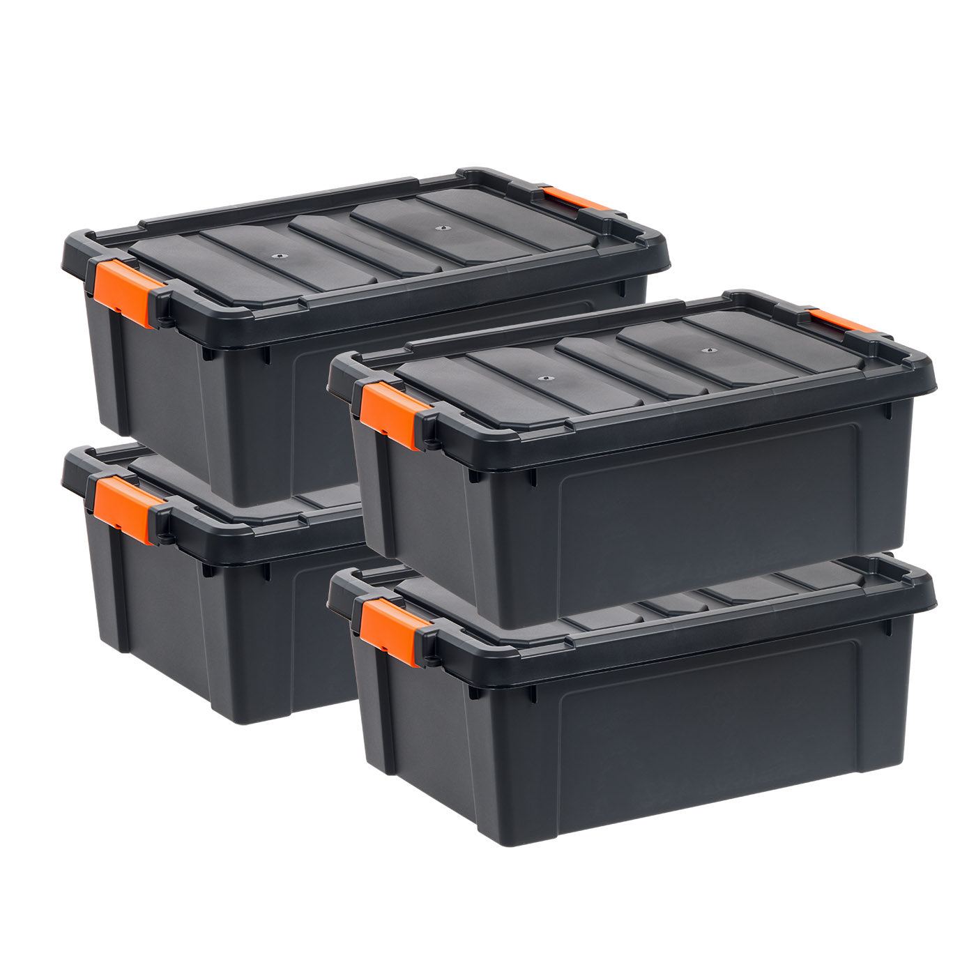 47 Quart Heavy Duty Plastic Storage Box, Black Pack of 4 – IRIS USA