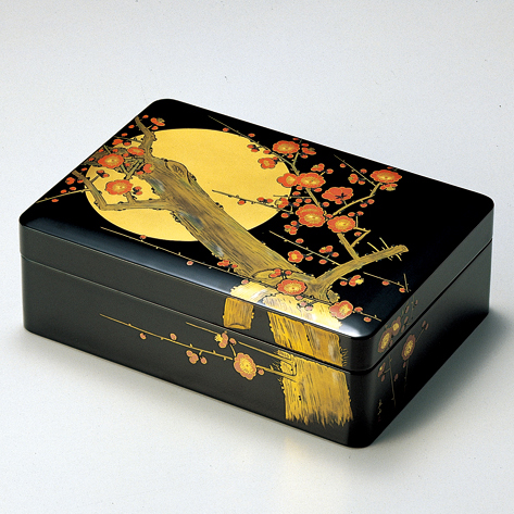 合口文庫 月に紅梅 黒 漆塗り・木製 12-13001 漆器の井助