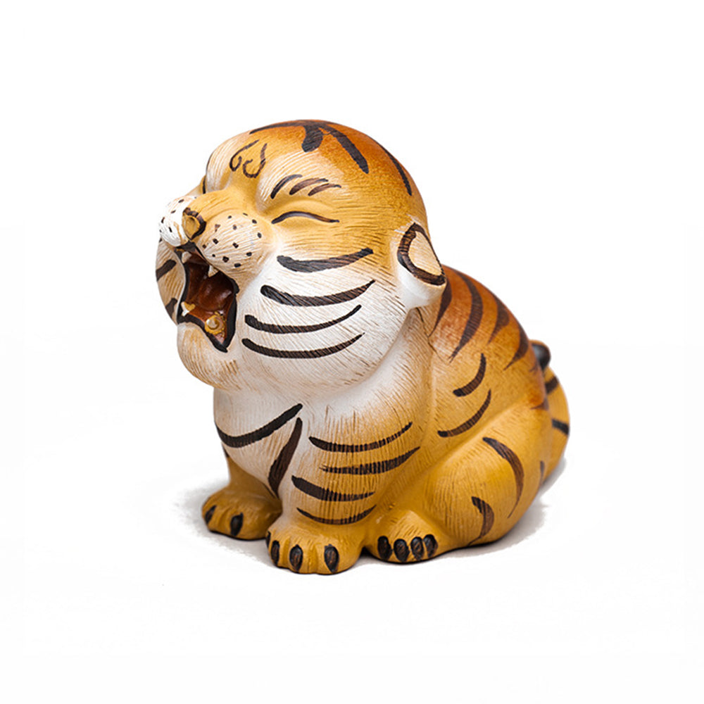 IwaiLoft 虎の置物 2022年の干支の寅の置物 虎 トラ 陶器 茶寵 手作り