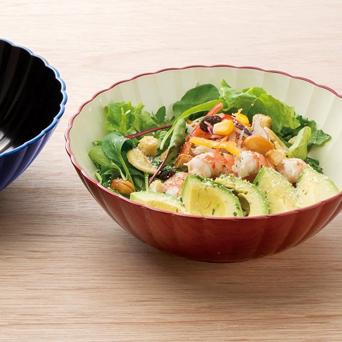 雅乃 越前漆器 フレア サラダボウル 真紅 化粧箱入り: サトクル|【JA