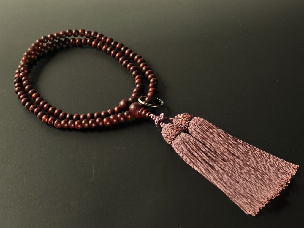 本紫檀 正絹頭付き房（深蘇芳） 曹洞宗（禅宗） 女性用本式数珠