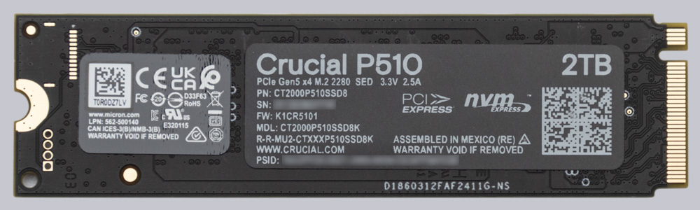 Crucial P510 2TB M.2 PCIe 5.0 NVMe SSD Review Layout, design and