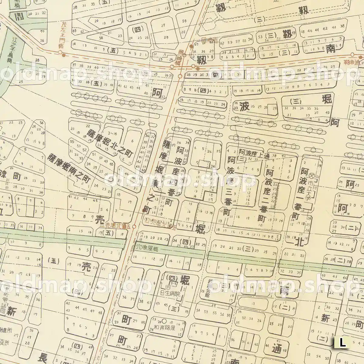 西区詳細図 昭和30年(1955) – 大阪市区分詳細図 – 古地図素材データの
