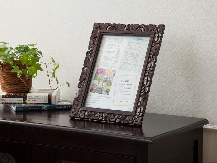 ウッドレリーフフレーム / A4サイズ対応【50286】 /アジアン雑貨・バリ雑貨