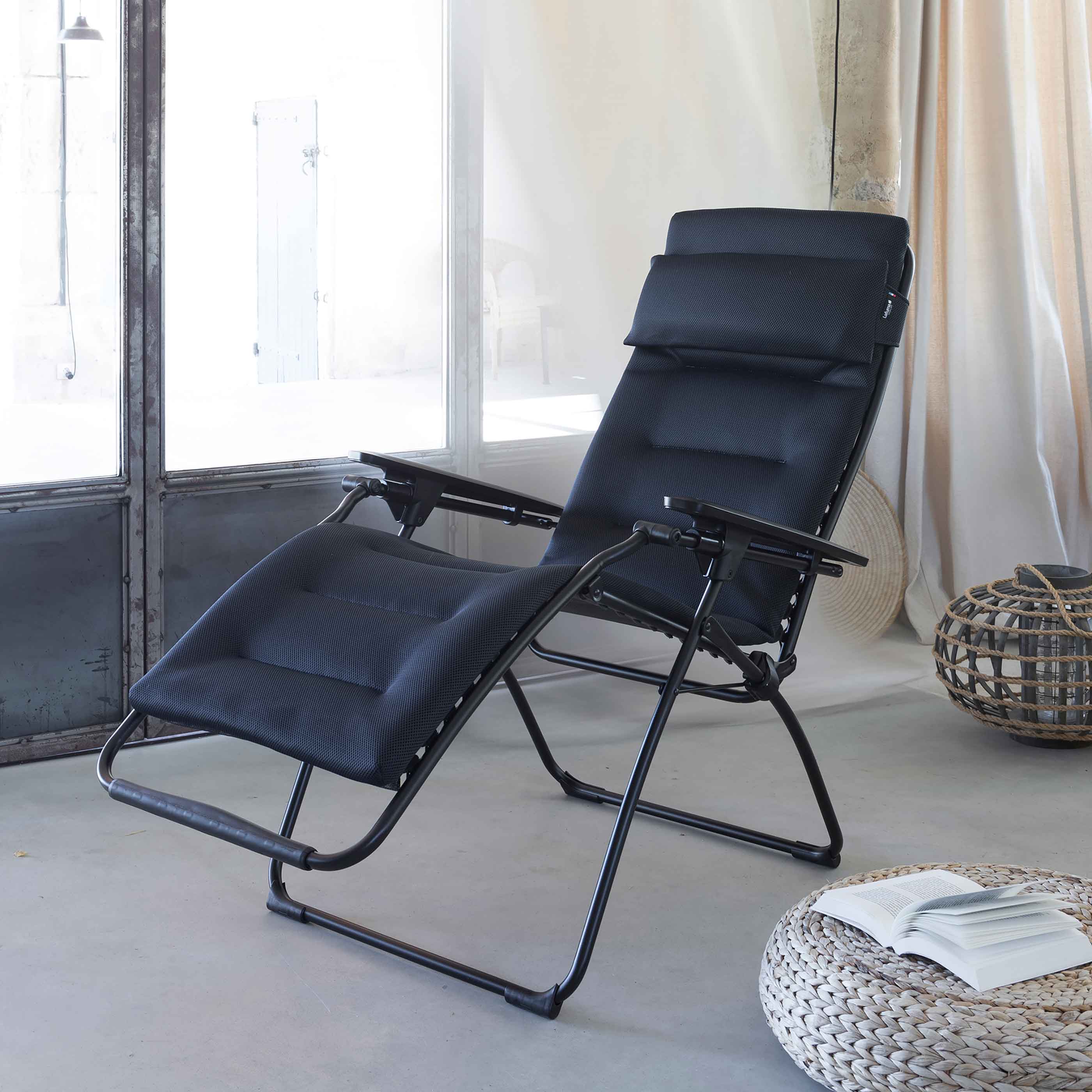 reclining chair futura xl air comfort acier tubing black | LAFUMA