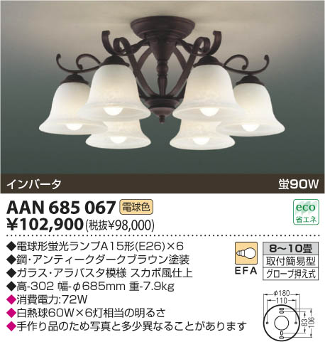 KOIZUMI 蛍光灯シャンデリア AAN685067 | 商品紹介 | 照明器具の通信