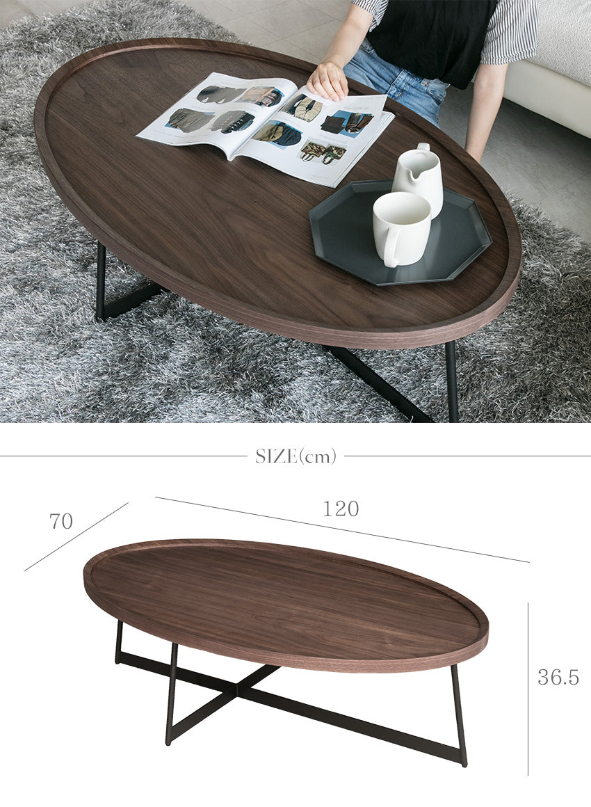 lushroom センターテーブル ウォールナット 突板 ローテーブル 楕円 幅