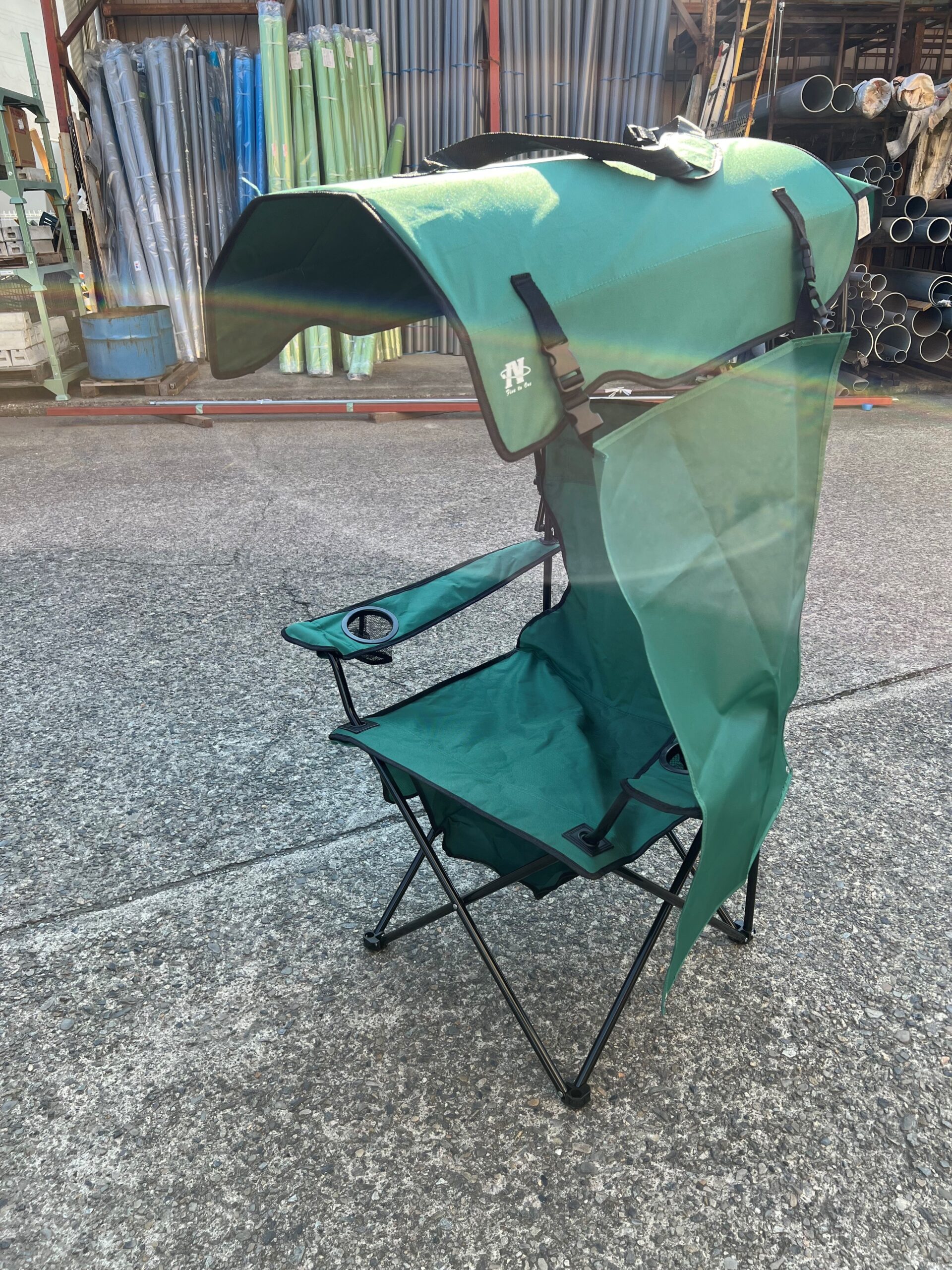 日動 サンシェード付チェア【焼けなイス】 NCHA-01-OG(オリーブ