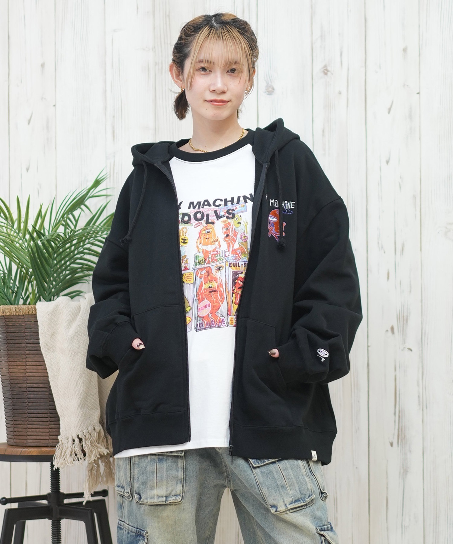 TOY MACHINE トイマシーン パーカー ジップアップ レディース ビッグ