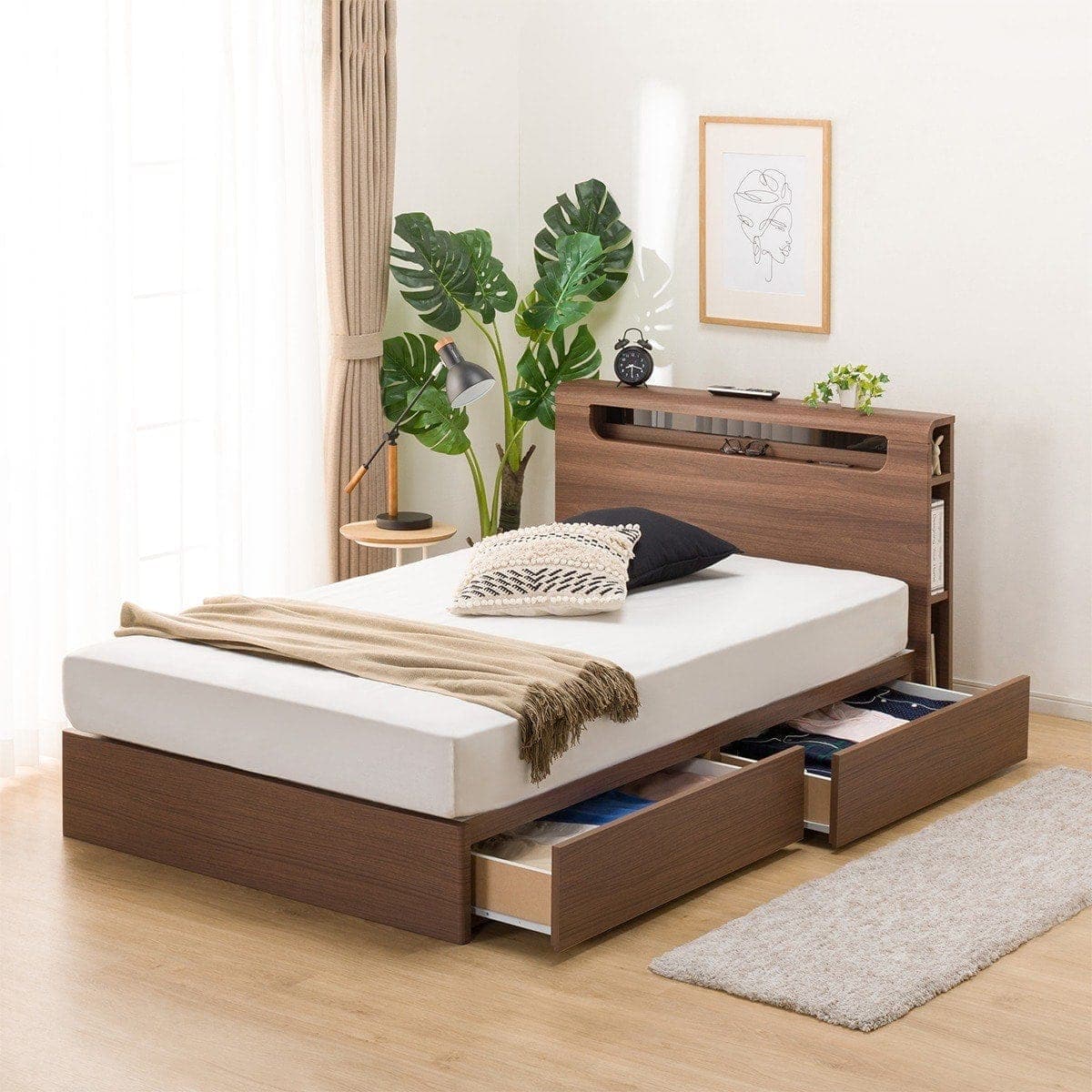 セミダブルベッドフレーム(EB-003 引出し付き MBR DR) | ニトリネット