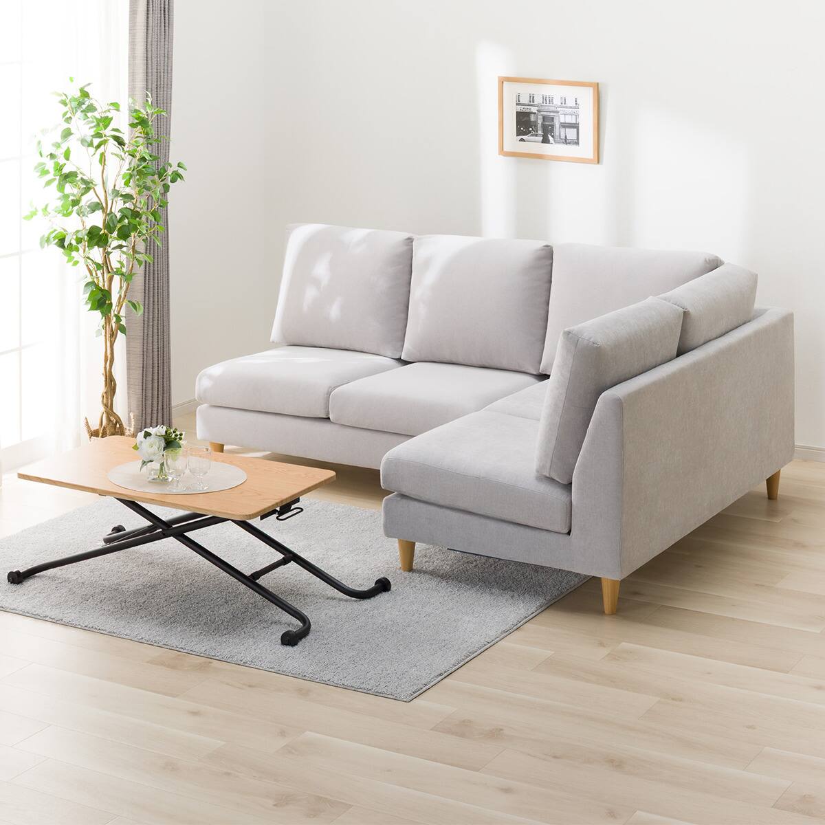 コーナーソファ 布張りタイプ (CS03 左コーナー LGY/木脚LBR) | ニトリ