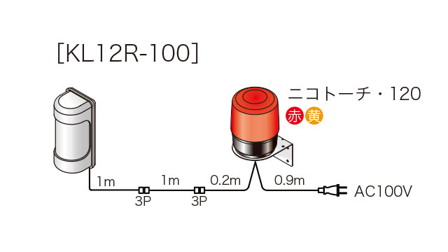 応用製品簡易車両入出庫警告灯：車両の出入りを検知、回転灯や警報器で