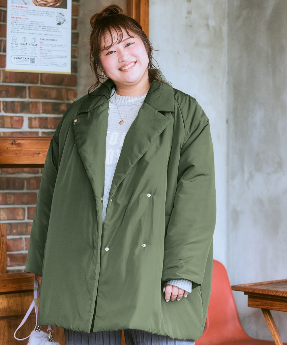 大きいサイズ＞ミディアム丈中わたモンスターコート 通販【ニッセン】