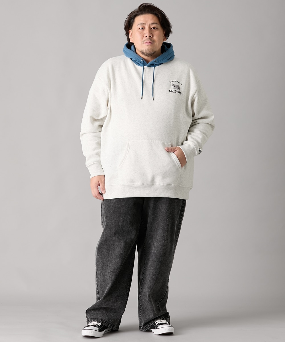 裏起毛フード配色ワンポイントプルパーカー アウトドアプロダクツ